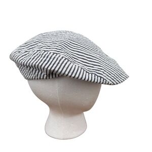 Gymboree Boys Seersucker Stripe Newsboy Flat Cap Hat Blue White 4T-5T Dressed Up